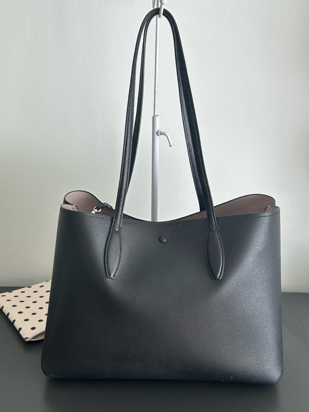 Kate Spade Black Leather Tote Bag set with Polka Dot Wristlet Wallet - Picture 8 of 12
